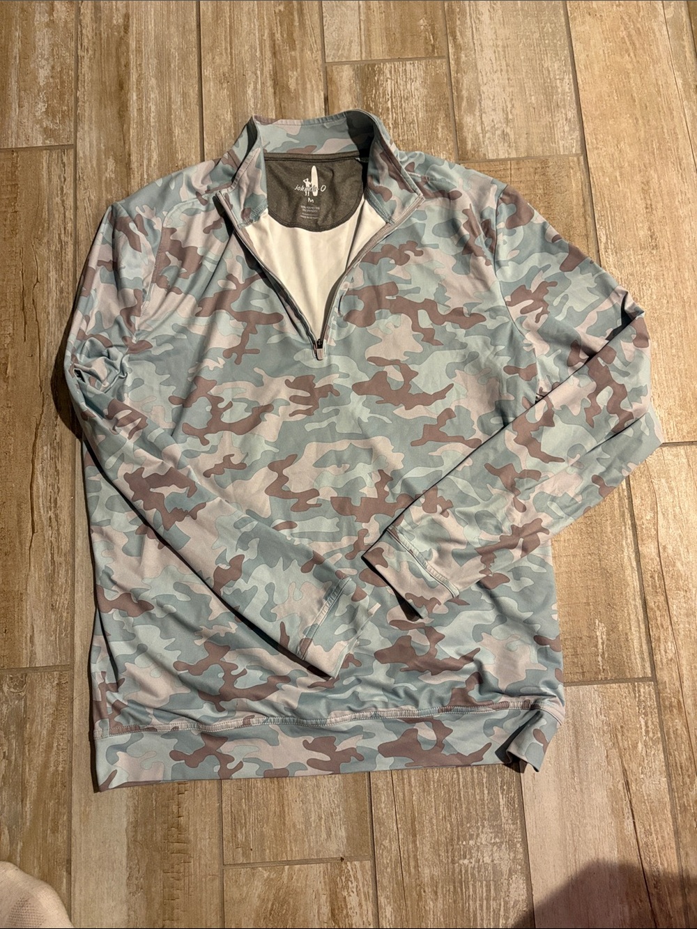 johnnie-O Men's Camo Half-Zip Pullover Jacket in Light Blue & Gray